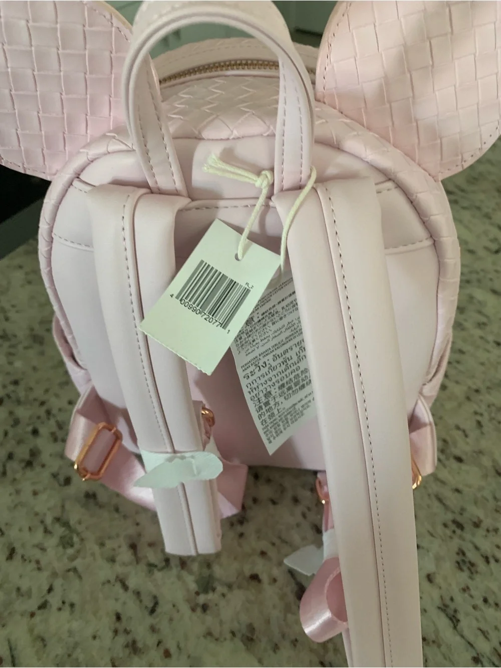 Loungefly Light Pink Woven Mini Backpack with Ear Accents